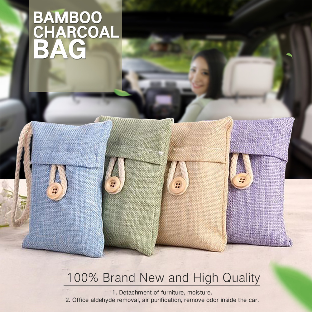 2023 bamboo charcoal bag moisture absorber odor eliminator hanging bags wardrobe hanging for homeuse