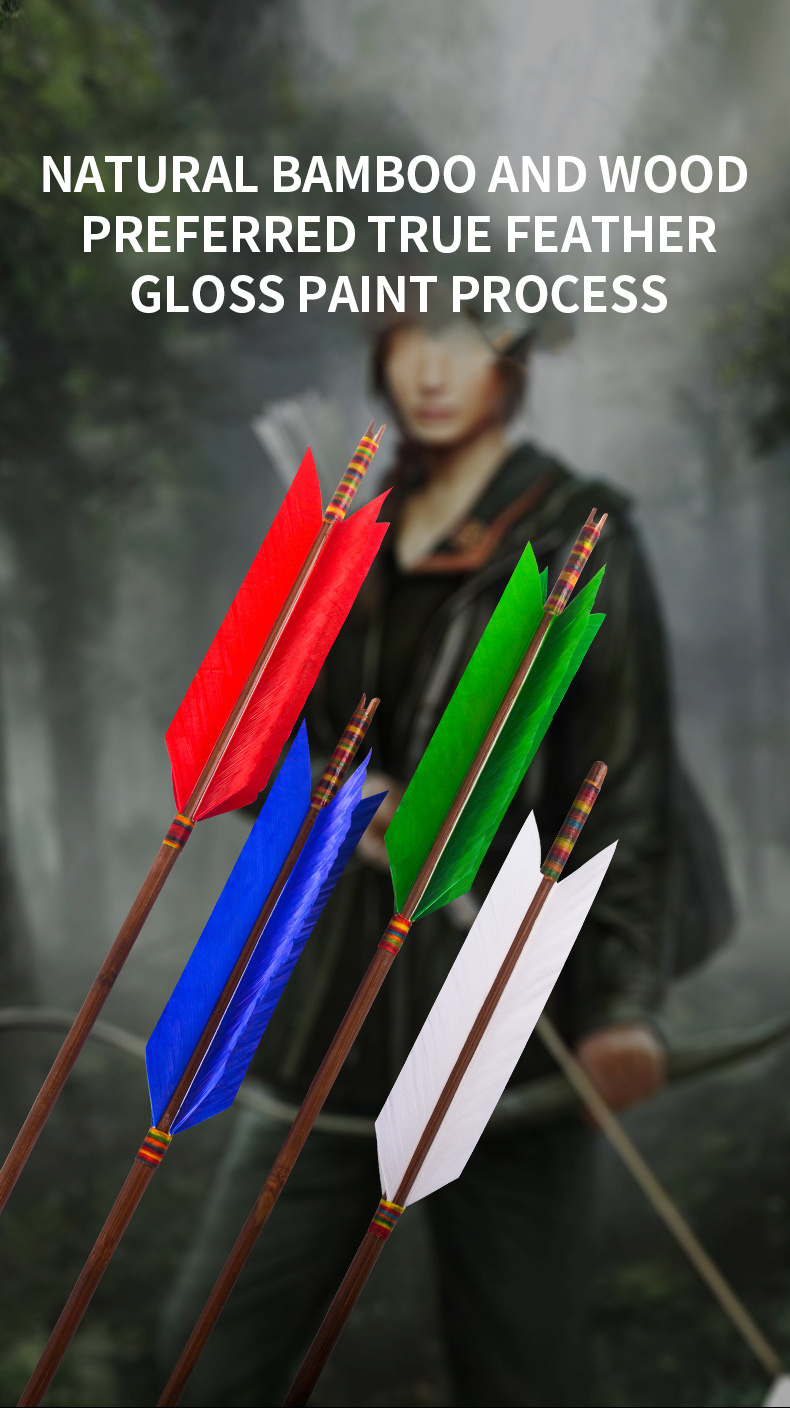 Bow Hunting Traditional/recurve Bow Accessories Turkey Feather Field Point Bamboo Arrow