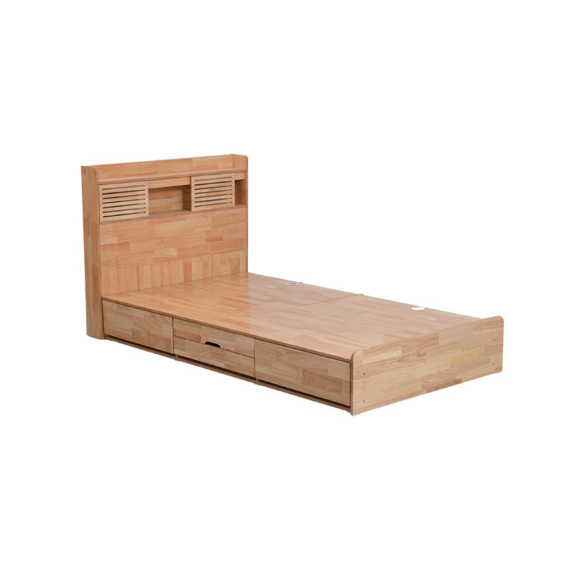 High Quality Classic Modern Solid Wood Bed Latest Slat Support King Size 1.8m Solid Wooden Single Bed Frame