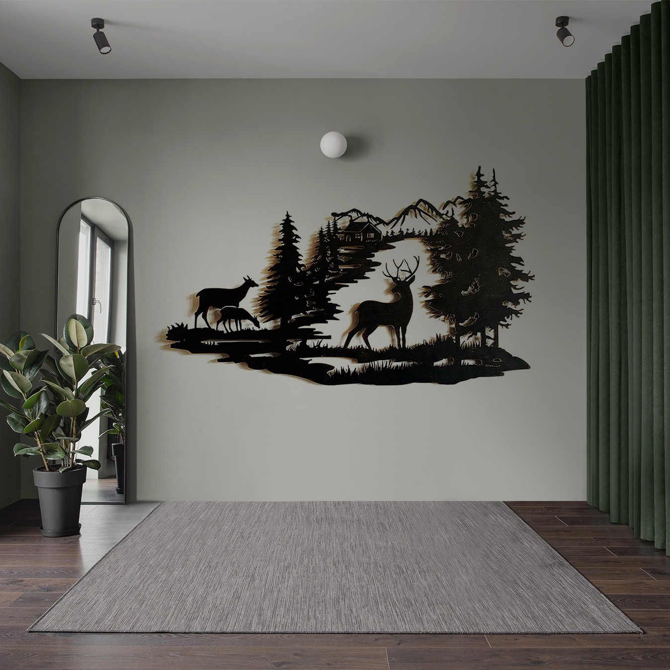 Outdoor Metal Forest Deer Wall Art Decor Personalization Metal Sign Decor Custom Living Room Bedroom Art Wall Home Decoration