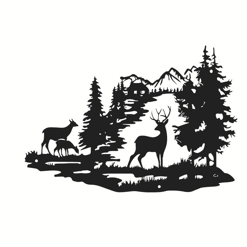 Outdoor Metal Forest Deer Wall Art Decor Personalization Metal Sign Decor Custom Living Room Bedroom Art Wall Home Decoration