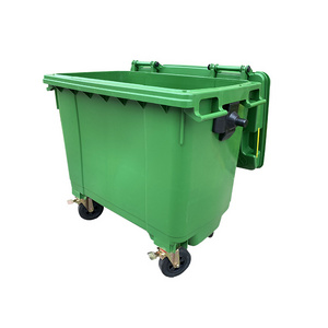 Outdoor 1100 litre garbage waste trolley industrial 4 wheels 660L Plastic Trashbin