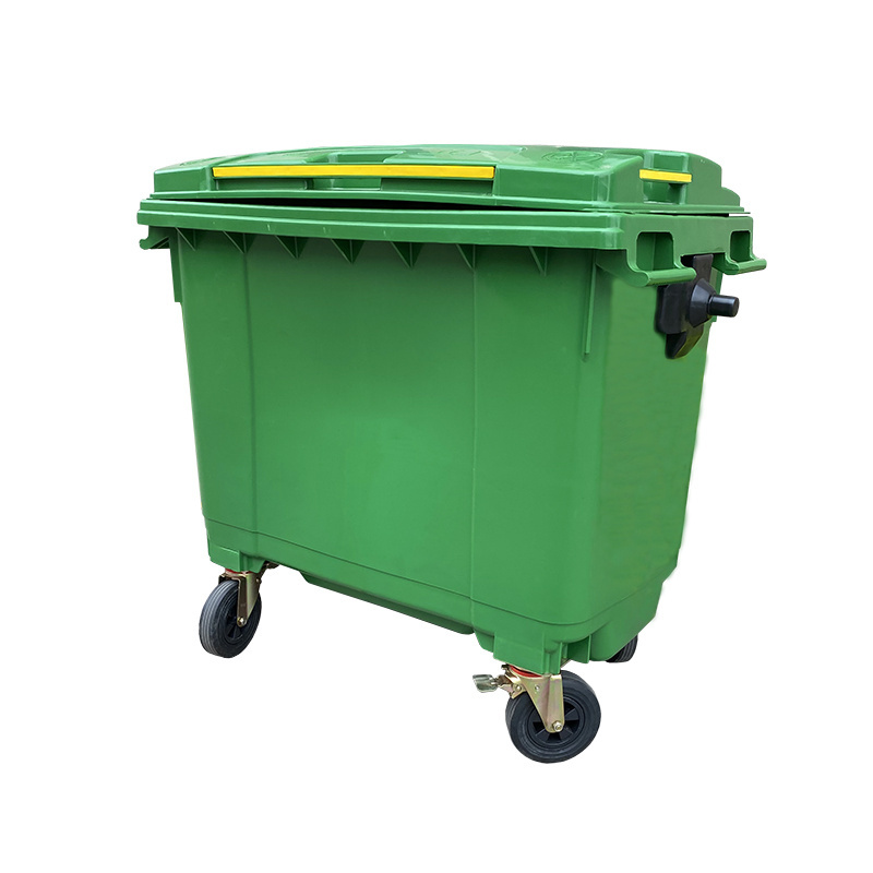 Outdoor 1100 litre garbage waste trolley industrial 4 wheels 660L Plastic Trashbin