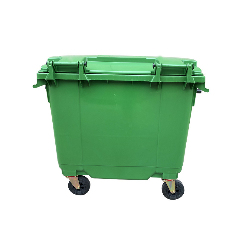 Outdoor 1100 litre garbage waste trolley industrial 4 wheels 660L Plastic Trashbin