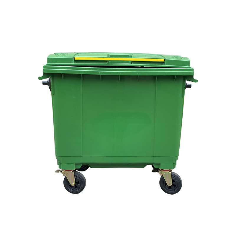 Outdoor 1100 litre garbage waste trolley industrial 4 wheels 660L Plastic Trashbin