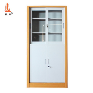 Home Living Room Furniture Metal Glass Showcase Window Wooden Cupboard