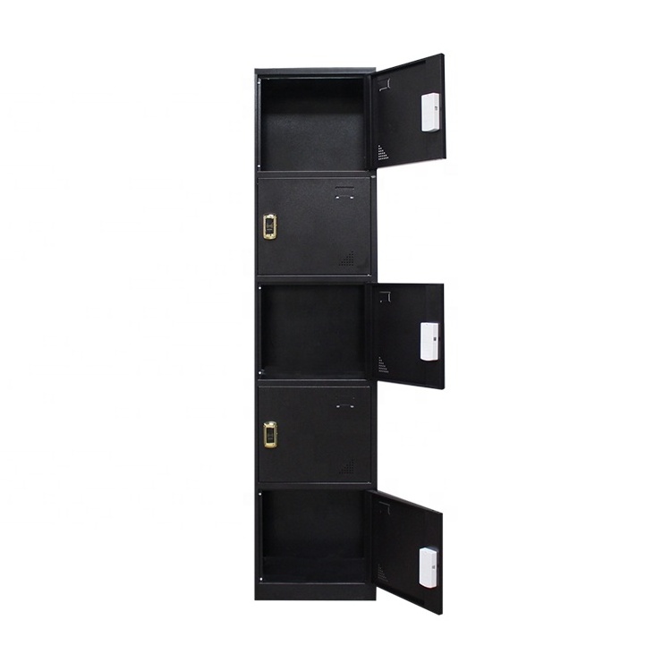 Commercial Meuble De Rangement Smart 5 Door Closet Dividers Black Armoire De Chambre With Induction Lock