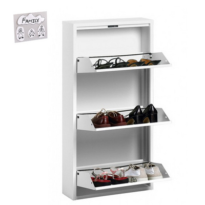 White Home Use Metal 3 Tier Shoe Rack Storage Steel Shoe Cabinet For Shoe