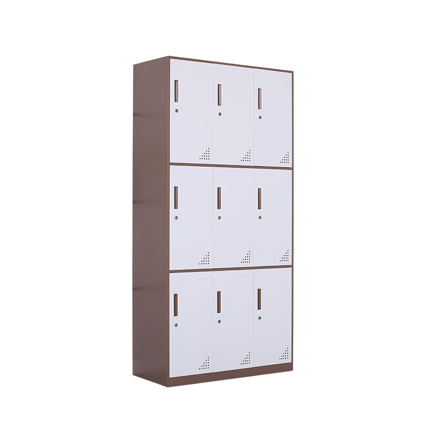 Steel Office Iron Sheet Employee Storage Cabinet Narrow Edge Thickened 9-door Storage Locker Wardrobe