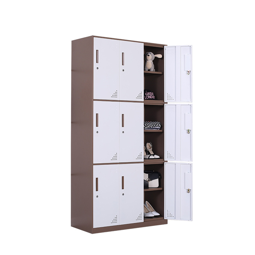 Steel Office Iron Sheet Employee Storage Cabinet Narrow Edge Thickened 9-door Storage Locker Wardrobe