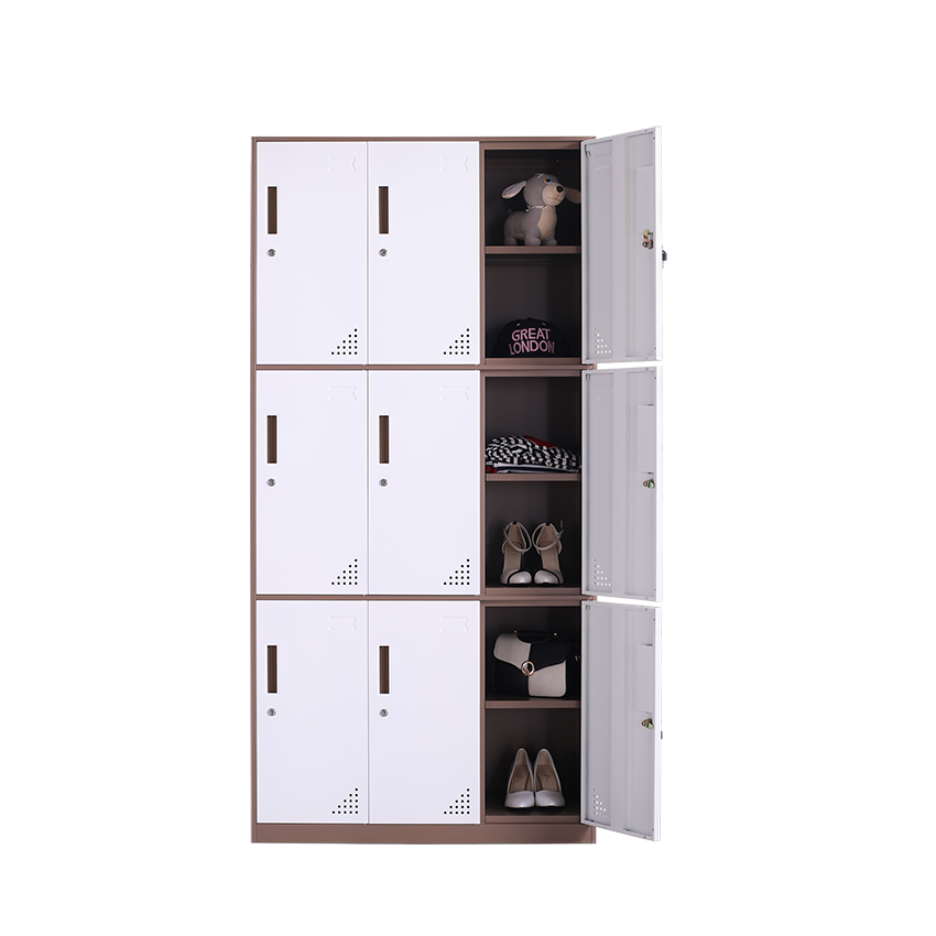 Steel Office Iron Sheet Employee Storage Cabinet Narrow Edge Thickened 9-door Storage Locker Wardrobe