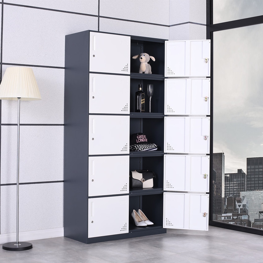 Office Steel File Cabinet Gym Wardrobe Locker 2 3 4 6 9 12 Doors Staff Clothes Storage Metal Thin Frame Closet Cabinet