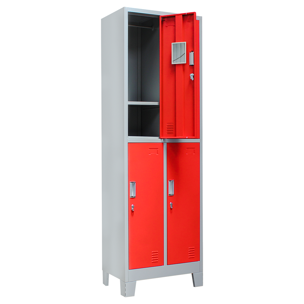 Factory Hot Sale Metal Locker Vertical Standing 4-door Steel wardrobe closet With Legs for school gym