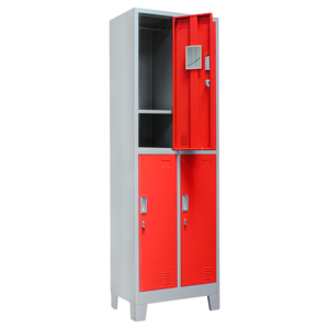 Factory Hot Sale Metal Locker Vertical Standing 4-door Steel wardrobe closet With Legs for school gym