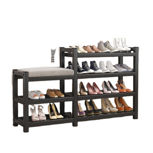 5 Tier Shoe Rack Bench With Seat Entryway Shoe Organizer in Industrial Design for High Heels Entryways Hallways Closets