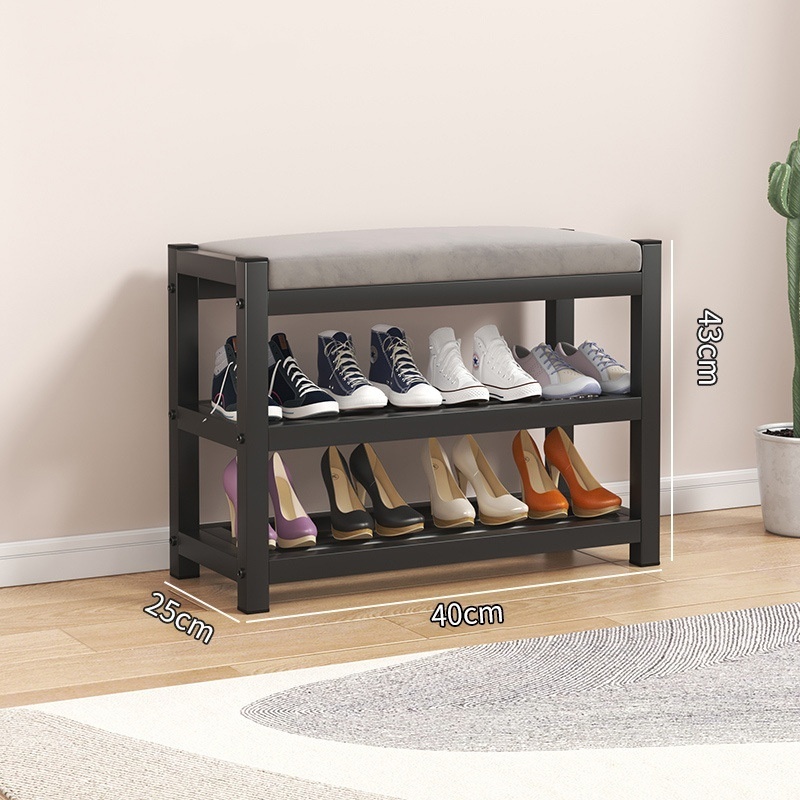 5 Tier Shoe Rack Bench With Seat Entryway Shoe Organizer in Industrial Design for High Heels Entryways Hallways Closets