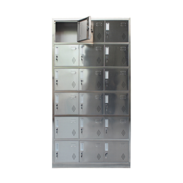 Rustproof Metal Unit Stainless Steel Storage Cabinet 18 Compartment Knock Down Outdoor Locker