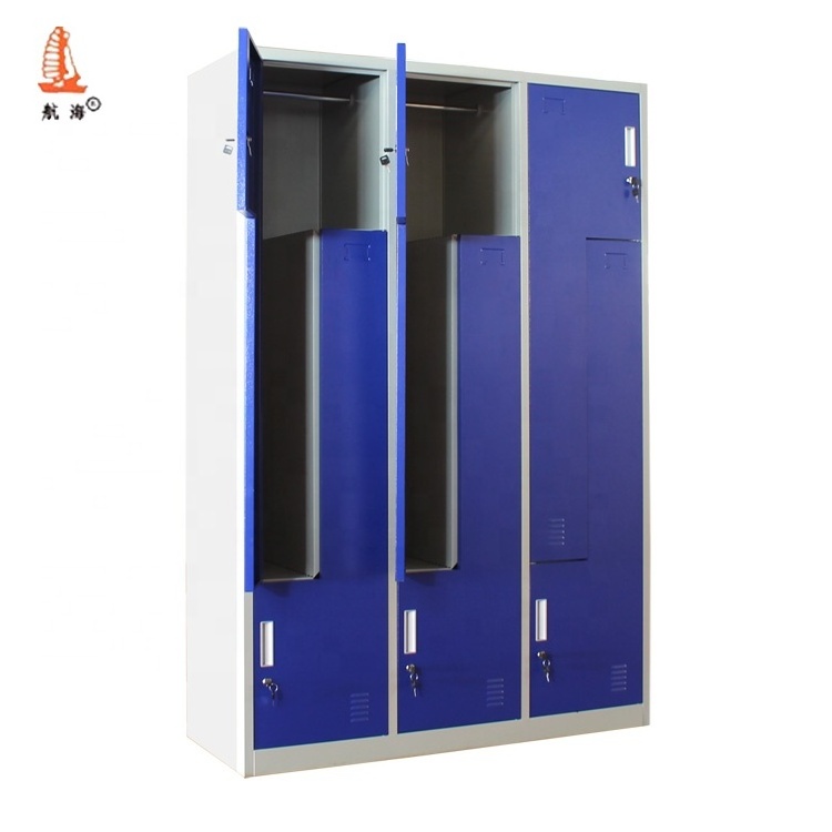 Z Shape Style Blue Door 6 Compartment Cabinet Office Locker Room Design Cheap Price