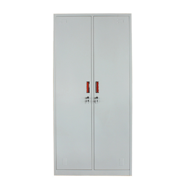 Light Grey Bedroom Furniture Clothes Organizer Almari Metal Hinged Double Door Closet Wardrobe For Online Sale