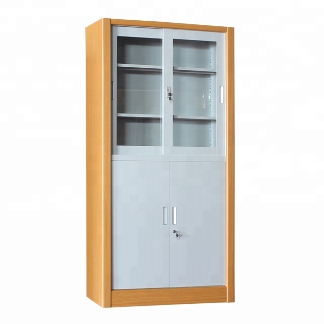 Home Living Room Furniture Metal Glass Showcase Window Wooden Cupboard