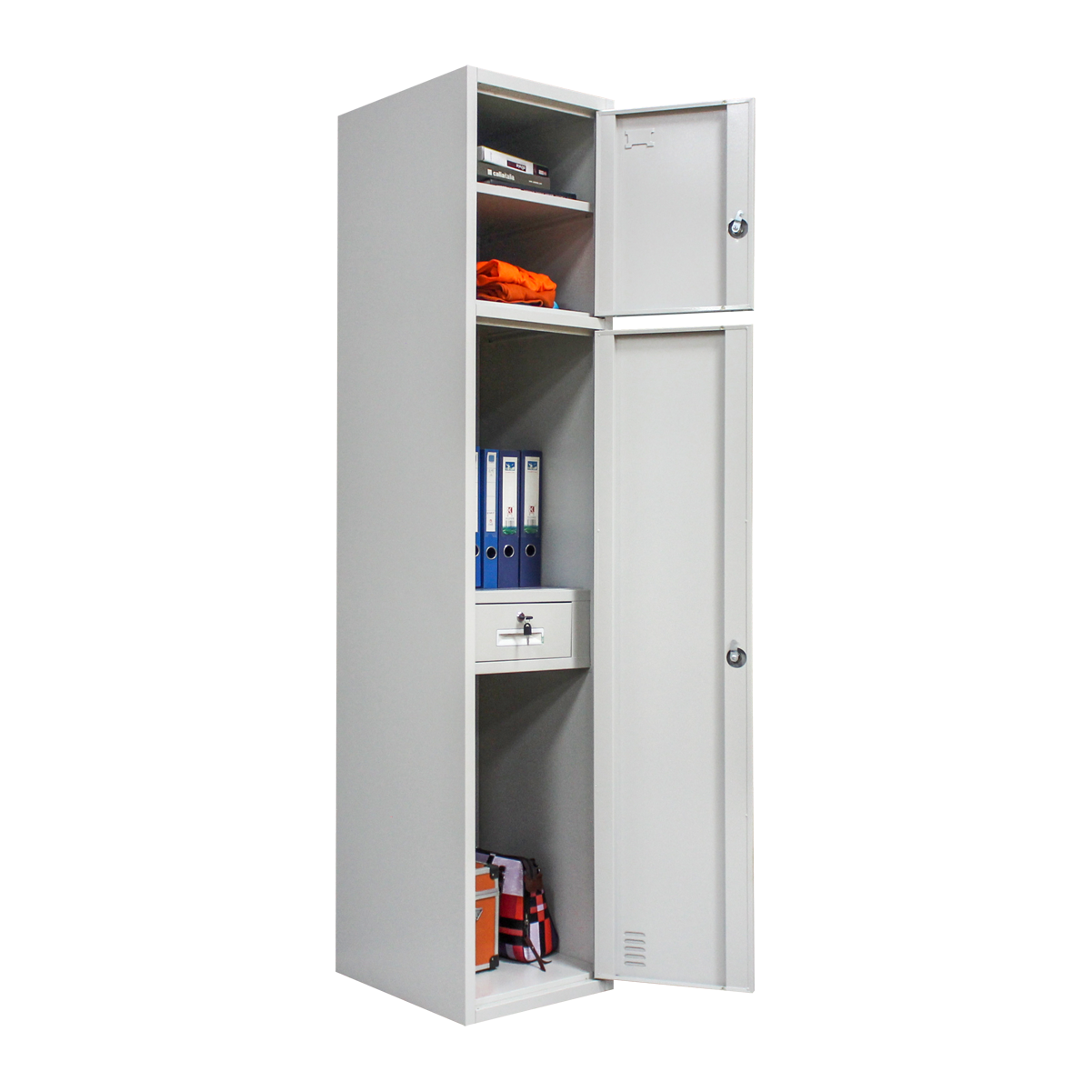 Factory Sells 2-layer Steel Lockers Gym Staff Workshop Metal Closet  With Drawer Lock