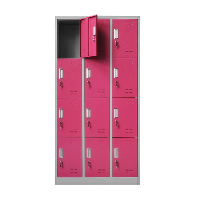 12 Door Clothes Storage Cabinet 4 Tier Steel Cabinet Designs Pink Metal Employee Lockers For Sale