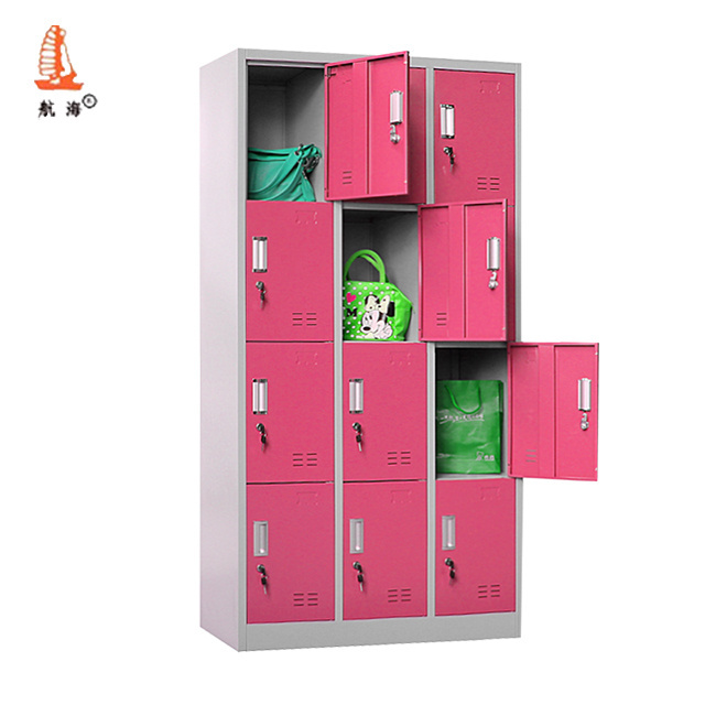 12 Door Clothes Storage Cabinet 4 Tier Steel Cabinet Designs Pink Metal Employee Lockers For Sale