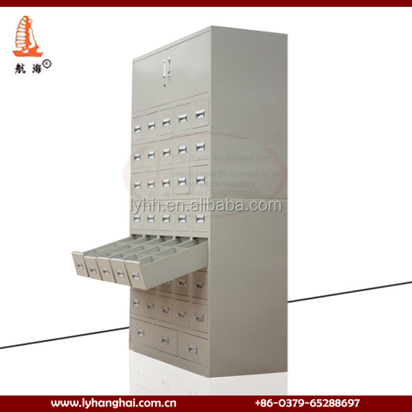 Light Gray Antique Chinese Medicine Hospital Storage Drawer Cupboard Design Metal Pharmacy Cabinet