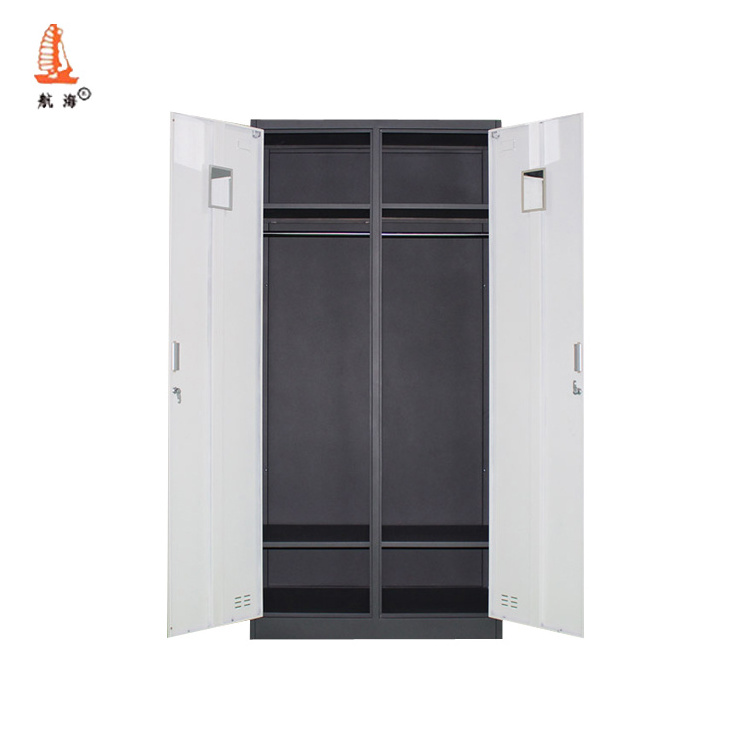 LUOYANG iron Corrosion protection  bedroom furniture almari wardrobe design 2 door grey wardrobe metal lockers