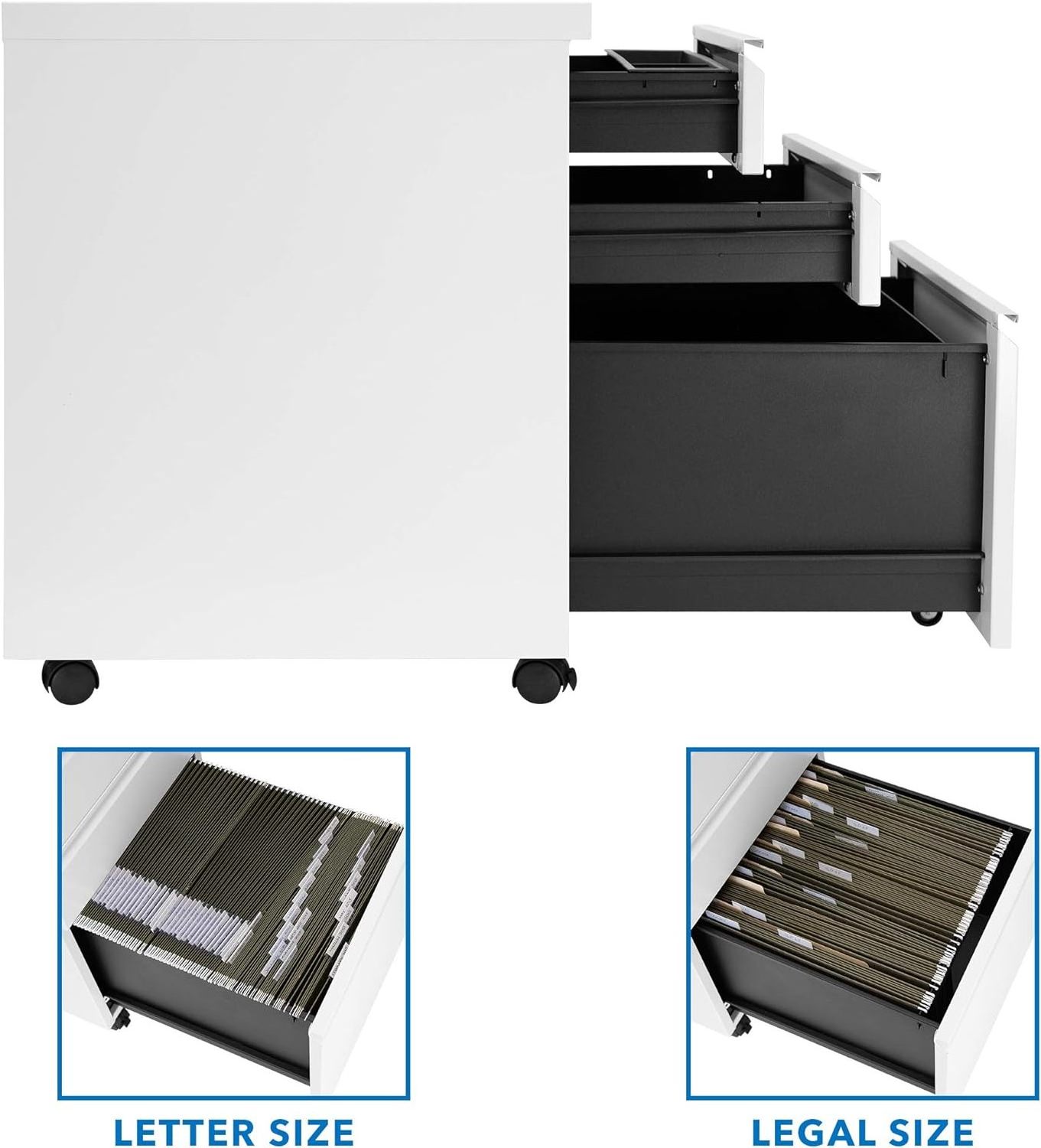 Fully Assembled Metal Under Desk Filing Cabinet for A4/Letter/Legal Size