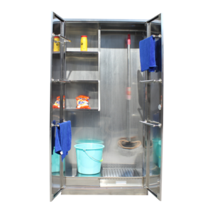 Stainless Steel Cleaning Cabinet School Office Mop Broom Storage Cabinet Bathroom Cleaning Cabinet