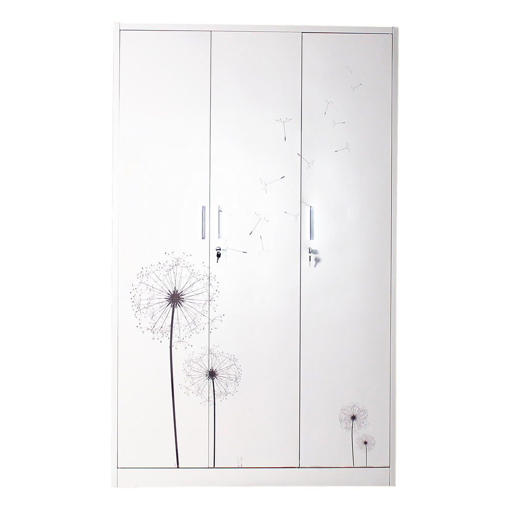 Factory Price Modern Colorful Home Furniture Bedroom Steel Closet Cupboard Sliding Door Metal Printed Wardrobe