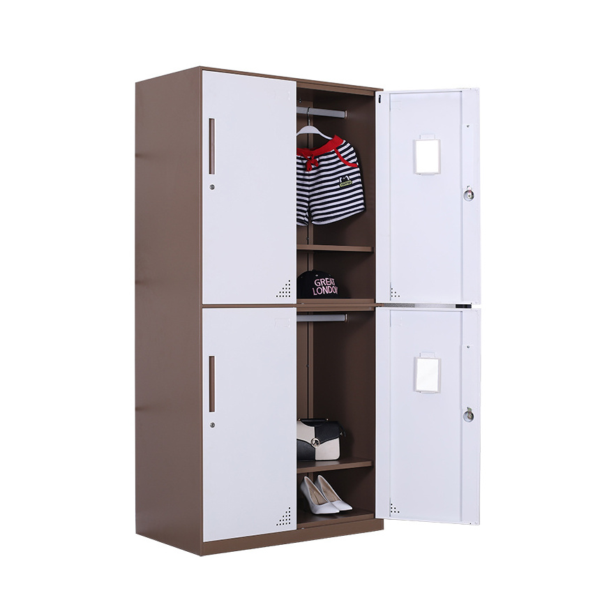 Factory Hot Selling Metal Narrow Side 4 Door Lockers Wardrobe Gym Student Dormitory Steel Cabinets