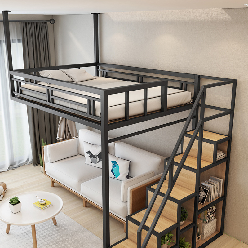 New Design Queen Size Good Quality  Home Furniture Steel Twins bed loft bed with Stair