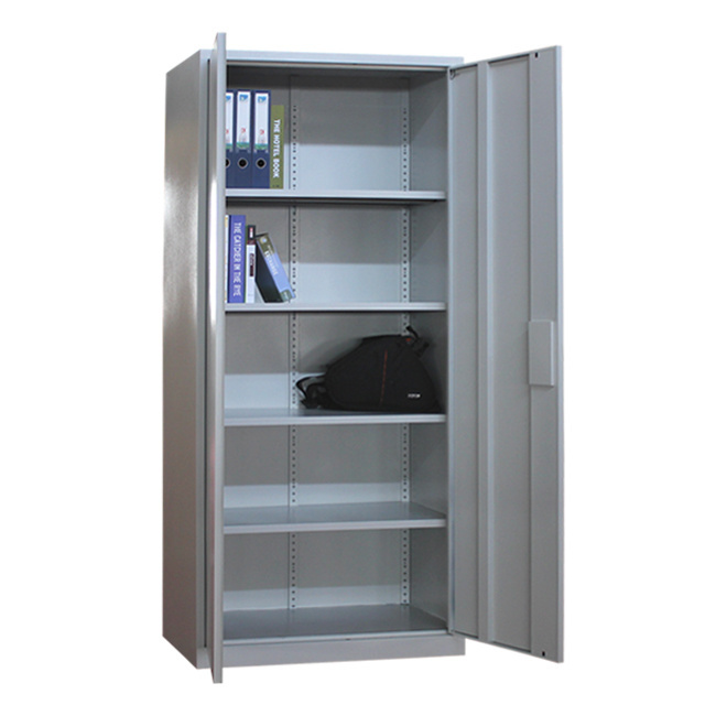 Cheap Light Grey Office Storage Double Swing Door Metal Cupboard Design Full Height Steel Cabinet