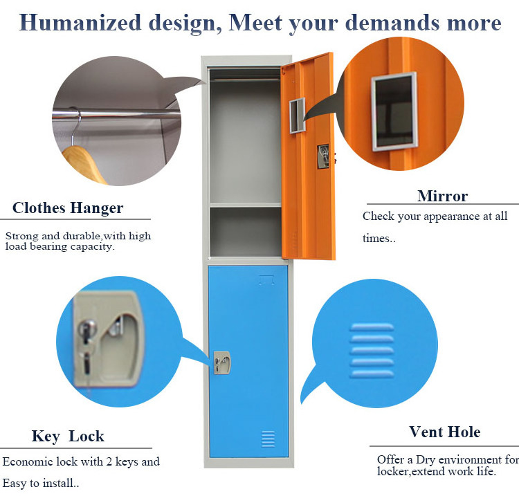 Knock Down Single Locker Two Tier For Schools Gym Hospitals Metal Dressing Cabinet