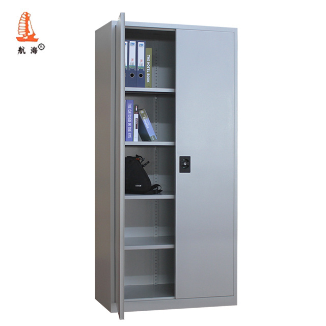 Cheap Light Grey Office Storage Double Swing Door Metal Cupboard Design Full Height Steel Cabinet