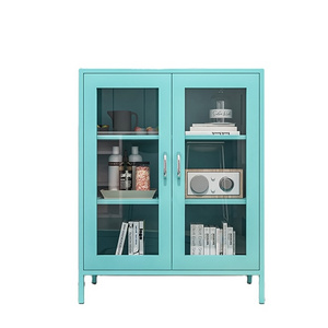 Nordic iron art bookcase glass door Landing bookcase narrow cabinet sitting room storage cabinet