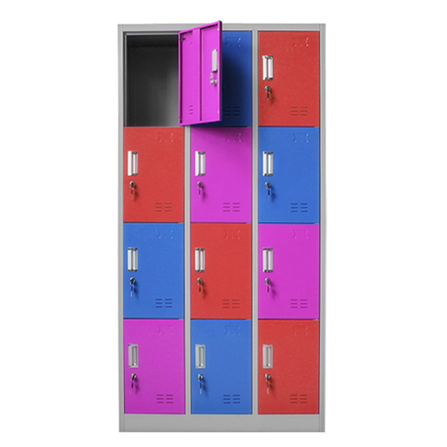 Metal Mini Comp Kindergarten 12 Door Kids Toy Storage 4 Tier Steel Children Cabinet For Sale