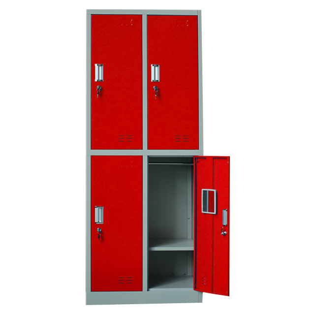 Luoyang hospital storage cabinet folding wooden  box wardrobe 4 doors red lockers wardrobe