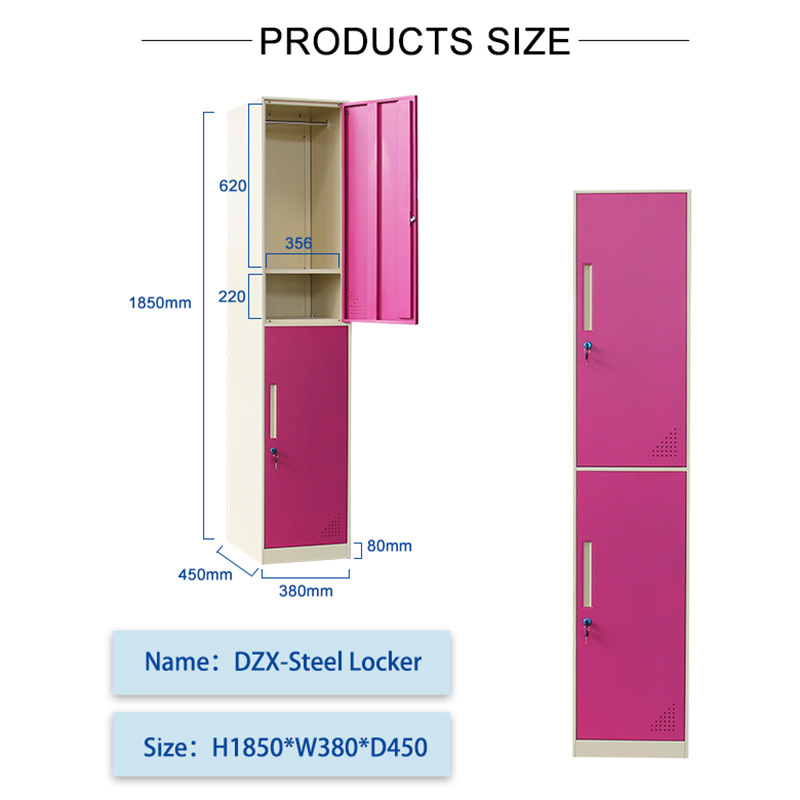 Pink office storage locker cabinet small metal staff wardrobe locker steel sports lockers for gym