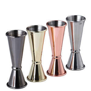 Custom Logo Stainless Steel Ounce Cup Double-end Curled Measuring Glass Double-headed Jigger Bar Tools