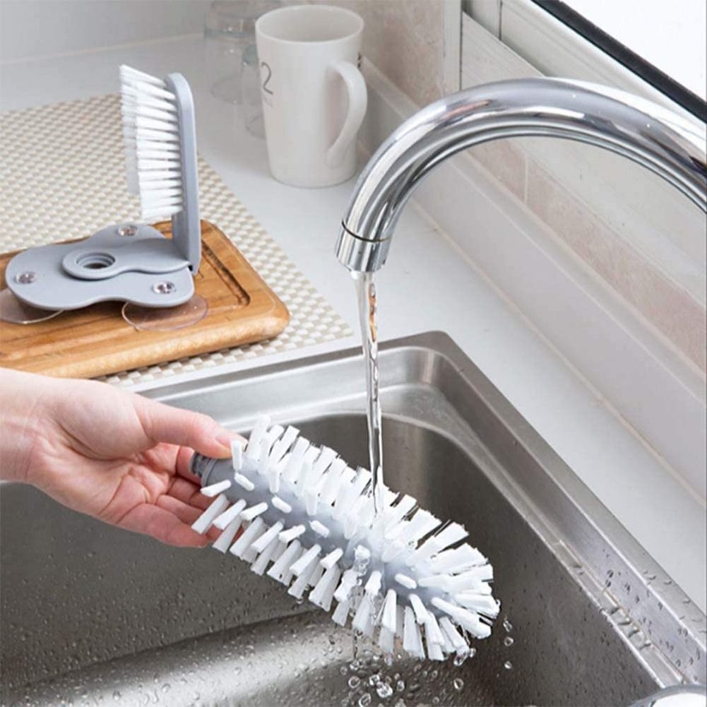 Wholesale Cleaning Tool Washer with Suction Base Bristle Brush  Bottle Glass Washer Wine Coffee Cup Cleaner Brush