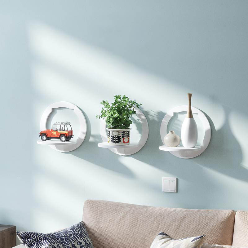 Punch-free Bedroom Balcony Bedside Wall Shelf Decoration Flower Pot Stand Storage Rack Wall-mounted Tv Background Hanger