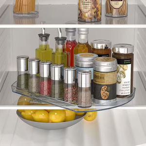 Kitchen Fridge Organizer Lazy susan rotating Transparent Food Container spices for kitchen cabinet countertop storage rack