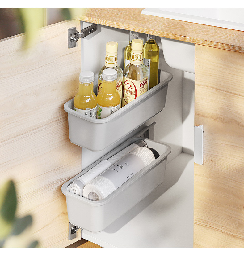 Kitchen Storage Rack Drawer Organizer Under Sink Bathroom Stand Wall Mounted Multifunctional Movable Rack