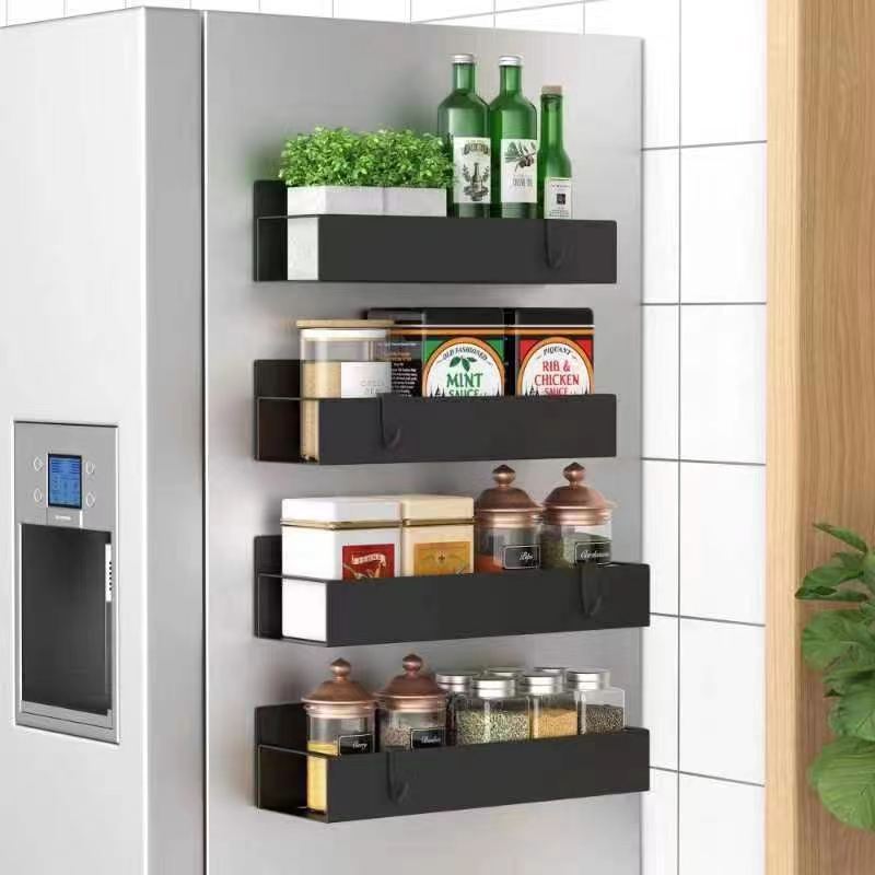 4 Pack Moveable Fridge Magnetic Spice Racks Household Fridge Magnetic Shelf  Rack Organizer Magnetic Shelf For Refrigerator