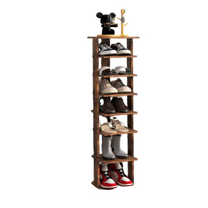 7 Tiers Vertical Shoe Rack Patented Entryway Narrow Slim Wooden Shoes Racks Skinny Shoe Rack Organizer Space Saving