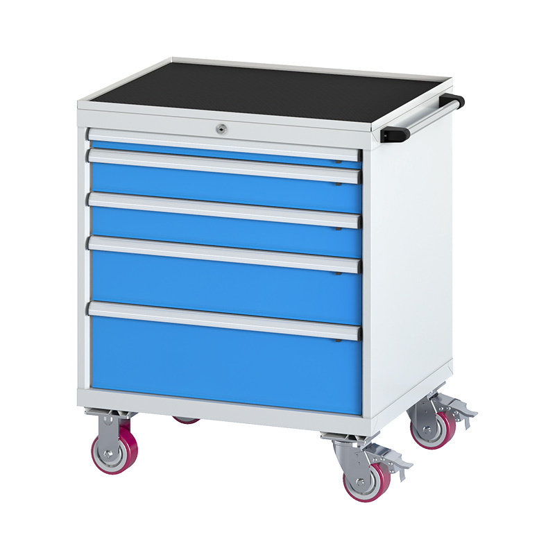 Workshop 5 Drawers Rolling Mobile Tool Cart With Handle And Wheels