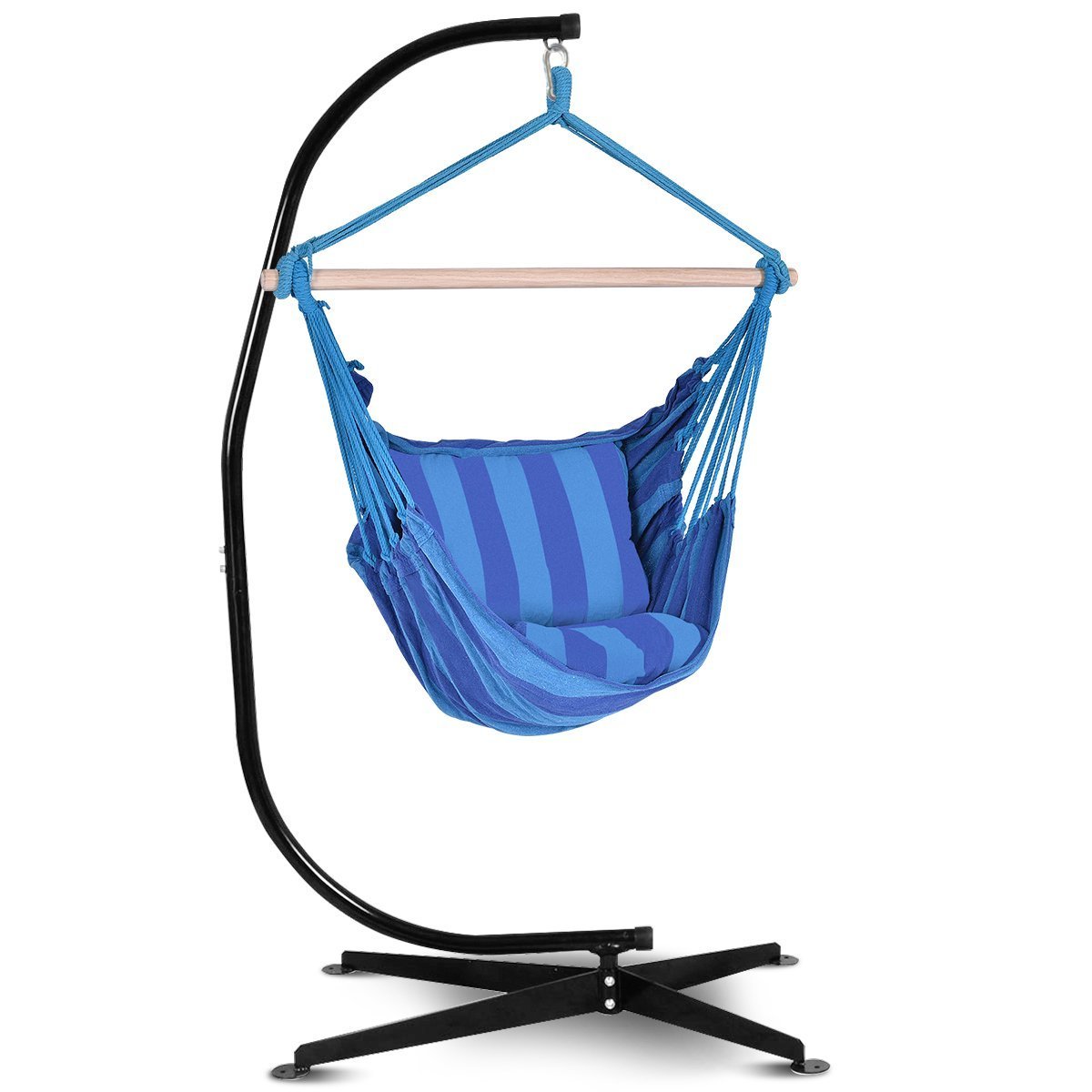 Hammock Rope Chair Patio Porch Yard Tree Hanging Air Swing Outdoor (Blue) chair